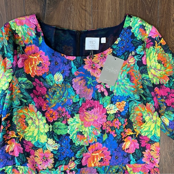 🆕 HD in Paris Front Pockets Tropicalist Shift Dress SZ LG - Picture 5 of 8